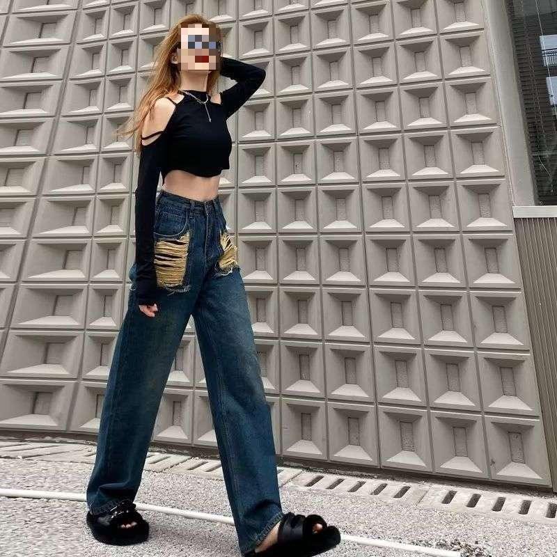 Women s Retro High-Waist Flared Ripped Jeans - Spring 2026 Style S