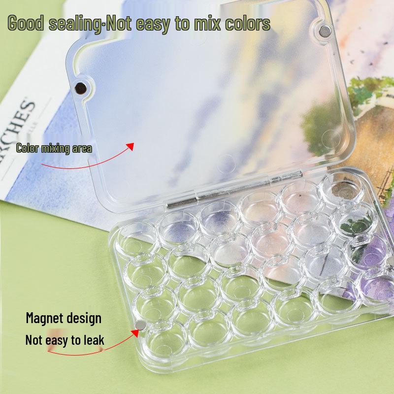 Portable 24-Color Watercolor Paint Box with Moisturizing, Magnetic Seal, and 0.8ml Capacity