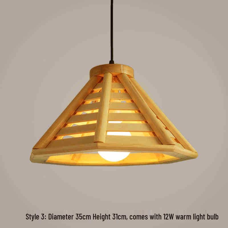 Zen Japanese Wood Pendant Light for Tea Rooms, Restaurants, Bedrooms, and Living Rooms