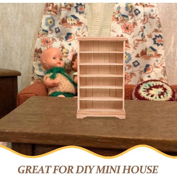 HANABASS 1:12 Dollhouse Storage Cabinet Wooden Dollhouse Furniture Miniature Bookshelf Display Shelf Accessories for Doll House Decor