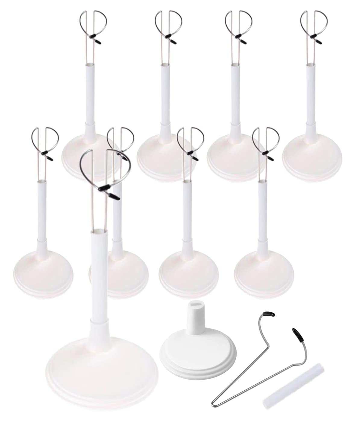 

S.fields.inc Doll Stands, Set of 10, Action Figure Display Stands (White, 25cm)