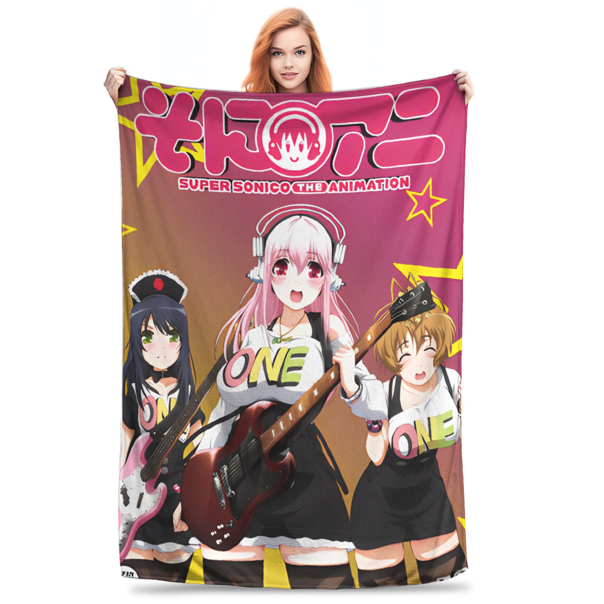 

Japanese Anime Super Sonico Warm Soft Blankets Child Plush Throw Blanket Fluffy Bedroom Flannel Bedspread Sofa Bed Cover 75x90cm