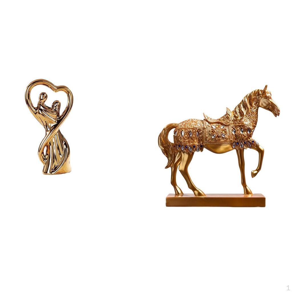 Romantic Lovers And Horse Figurine Sculpture Ornament for Anniversary Home Decor Unique Gift