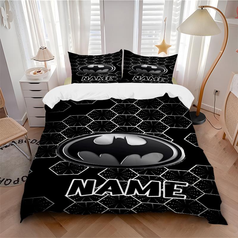 Custom Textile Batman Night Bedding 3 Piece Set HD Print Duvet Cover Pillowcases for Teens Adult Bedroom Decoration