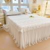 Princess Style A-class Lace Bed Skirt Cooling Mat Three Piece Set, Cool Feeling Ice Bean Bed Skirt Ice Silk Mat Three Piece Set
