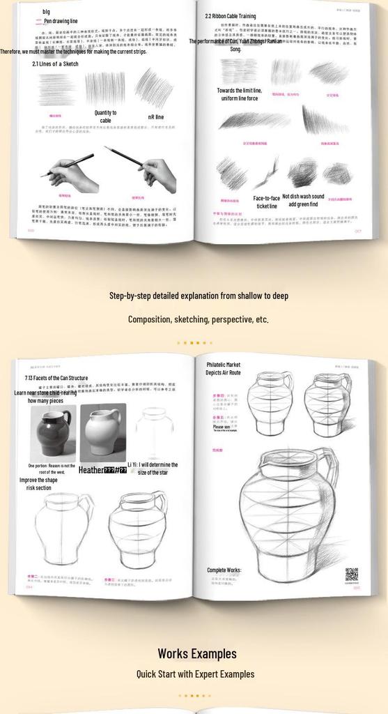 Beginner's Guide To Sketching: Video Teaching & Hand-Painted Techniques