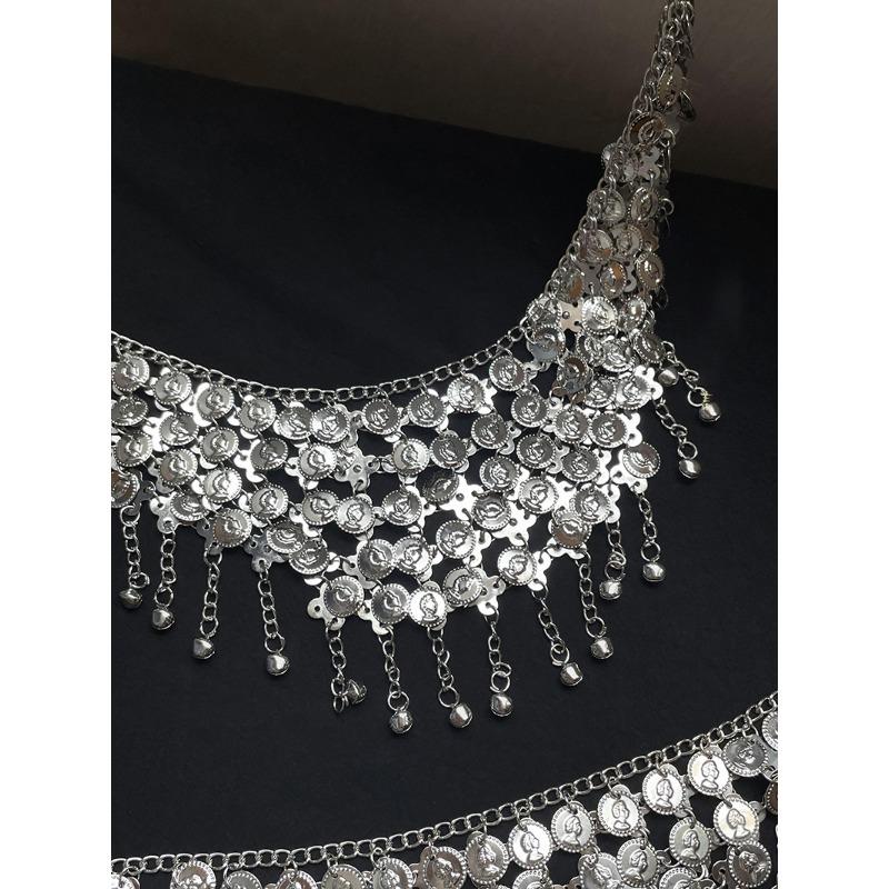 Mei Mary Metal Round Portrait Bell Tassel Waist Chain - European and American Minimalist Retro Belt