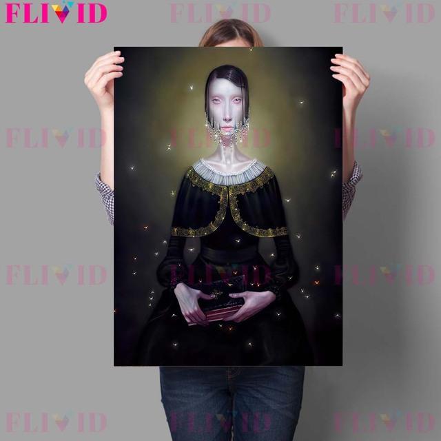 Charming Witch Modern Abstract Wall Art Oil Painting Butterfly Lady Dream Art Poster