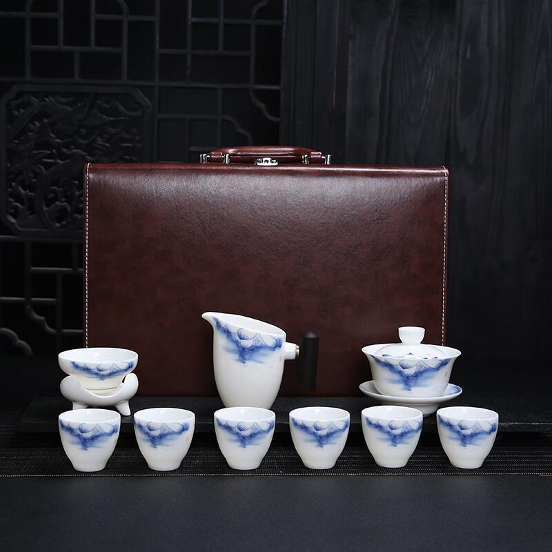Cha Xun Dehua Mutton Fat Jade Porcelain 10-Piece Xishi Tea Set