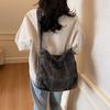 2025 new versatile women's denim messenger bag large-capacity women's tote bag student tutoring bag