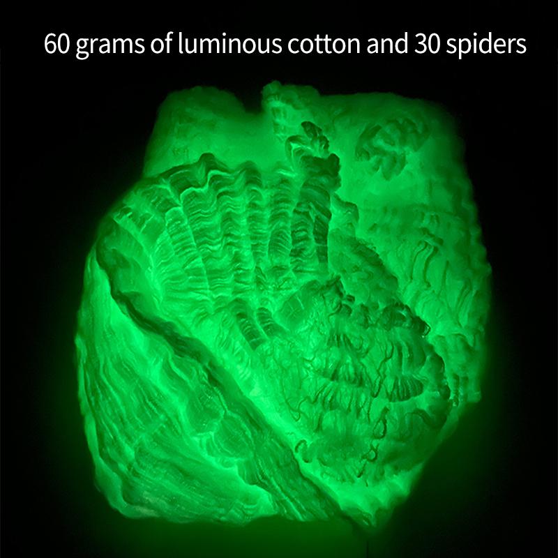 Mini Artificial Spider Web Halloween Decoration Scary Party Scene Props Luminous Spider Cotton Stretchy Cobweb Horror Home Decor