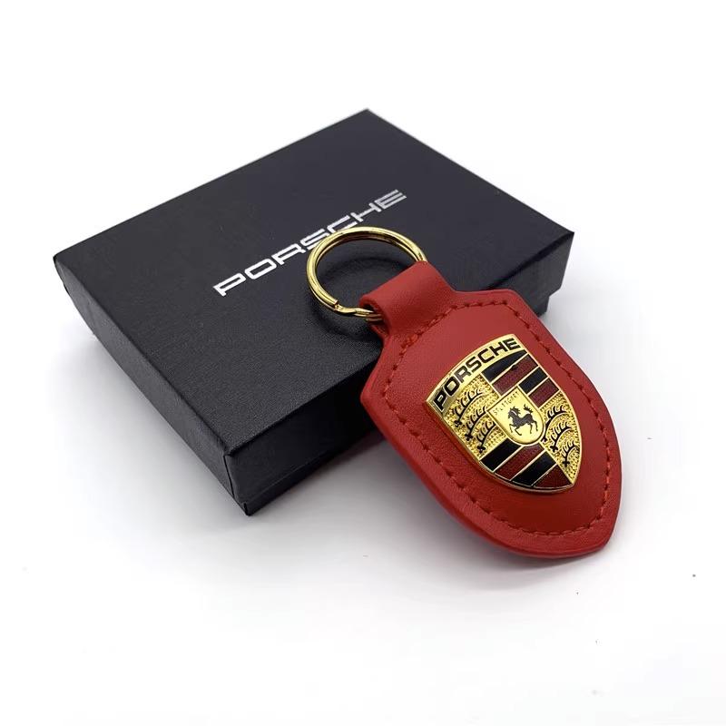 Portachiavi Auto Emblema Scudo in Pelle Portachiavi Metallico di Lusso Per Porsche Cayenne Panamera Macan 911 718 Taycan Boxster Cayman 918