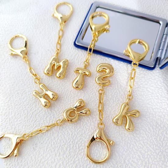 Letter Keychain Mini 3D Alphabet Charm Matte Glossy Golden Plating Key Chain with Lobster Clasp Bags Keys Bracelets Accessories