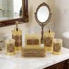 Contemporary Glass Soap Dispenser And Toothbrush Container With Elegant Finish For Bathroom Decor