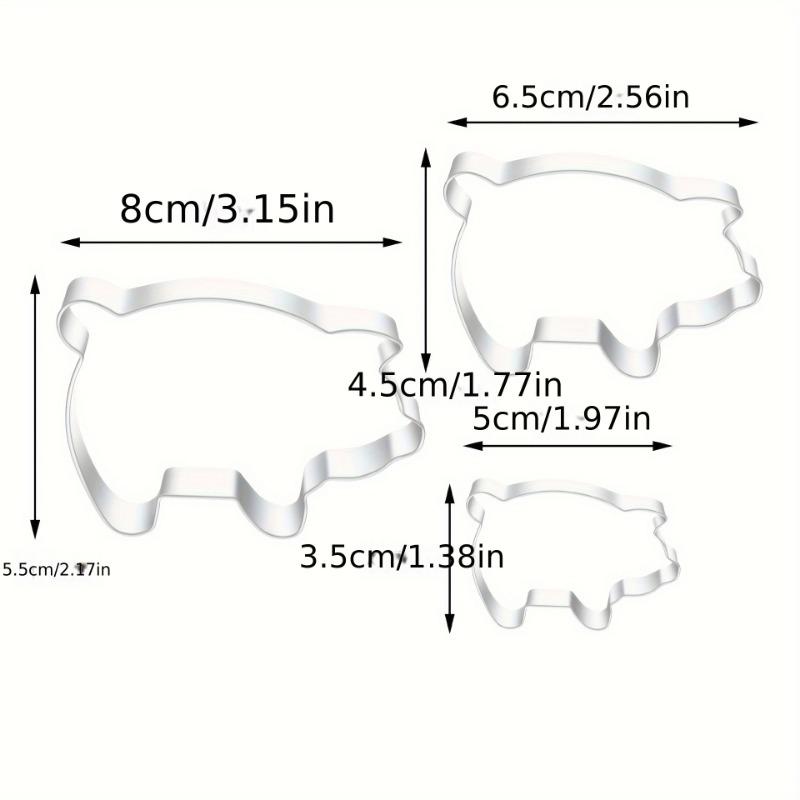 Набор из 3 шт. формочек для печенья в форме мини-свинки из нержавеющей стали — фото 4