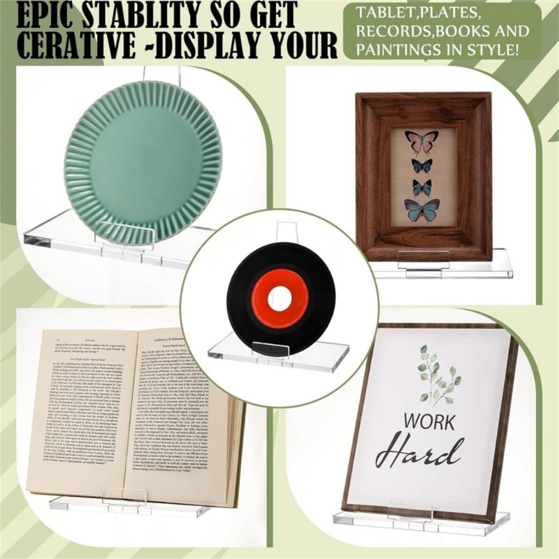 Elegant Acrylic Photo Holder Minimalists Design Easel Rack with Nonslip Pad for Showcasing Art At Living Room or Office