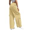 Women's Fashionable Solid Color Drawstring Elastic Waist Multi Pocket Workwear Casual Pants