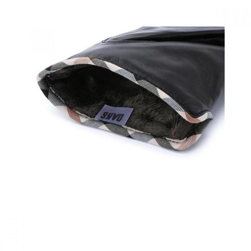 Daks Black Check Leather Gloves Men Dcgv8f121bk