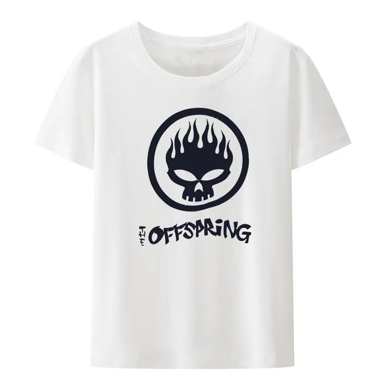 Flame Skull Head Punk Print TShirt Women And Unisex The Offspring Band Hiphop Streetwear Fashion Cool Camisetas Plus Size Tops