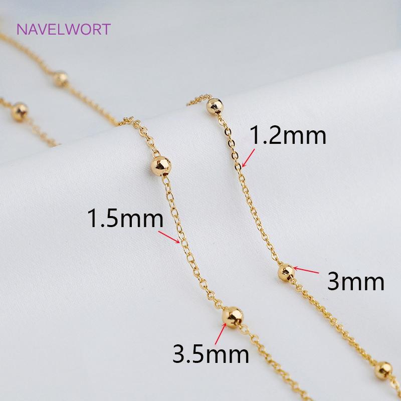 

2 Sizes14K Gold Plated Beaded Cable Link Clip Gold Beads Ball Chain Supplies For Necklace Bracelet Making Accessories Wholesale 1.2mmx3mm- 1 meter