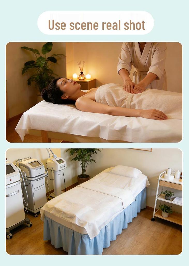 100 Waterproof & Oil-proof Non-woven Disposable Massage Bed Sheets with Face Hole, 80x180 cm