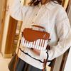 Vintage Mini Square Bag Crossbody PU Leather Bag Trendy Piano Pattern Shoulder Bag  Unisex