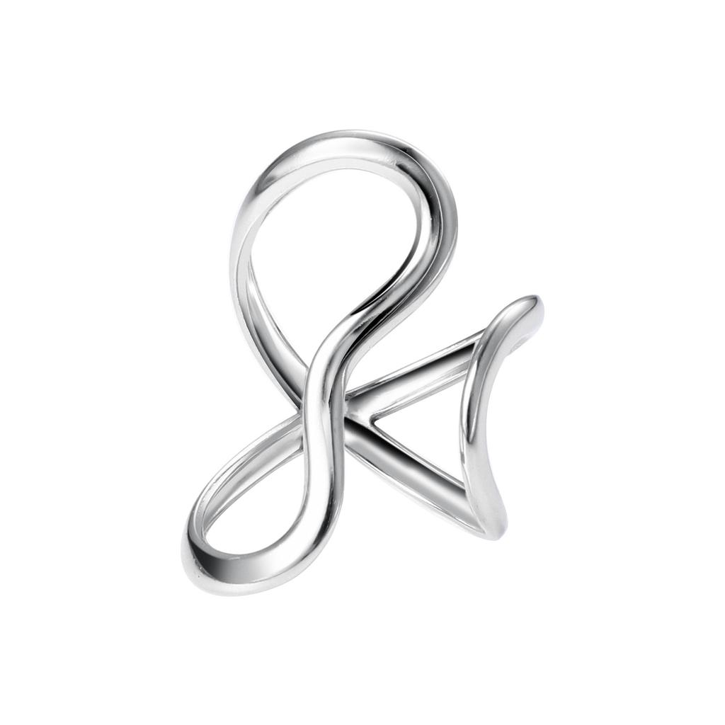 Ins Cold Wind Titanium Steel Ring, Irregular Line Stainless Steel Open Ring Women's Accessories