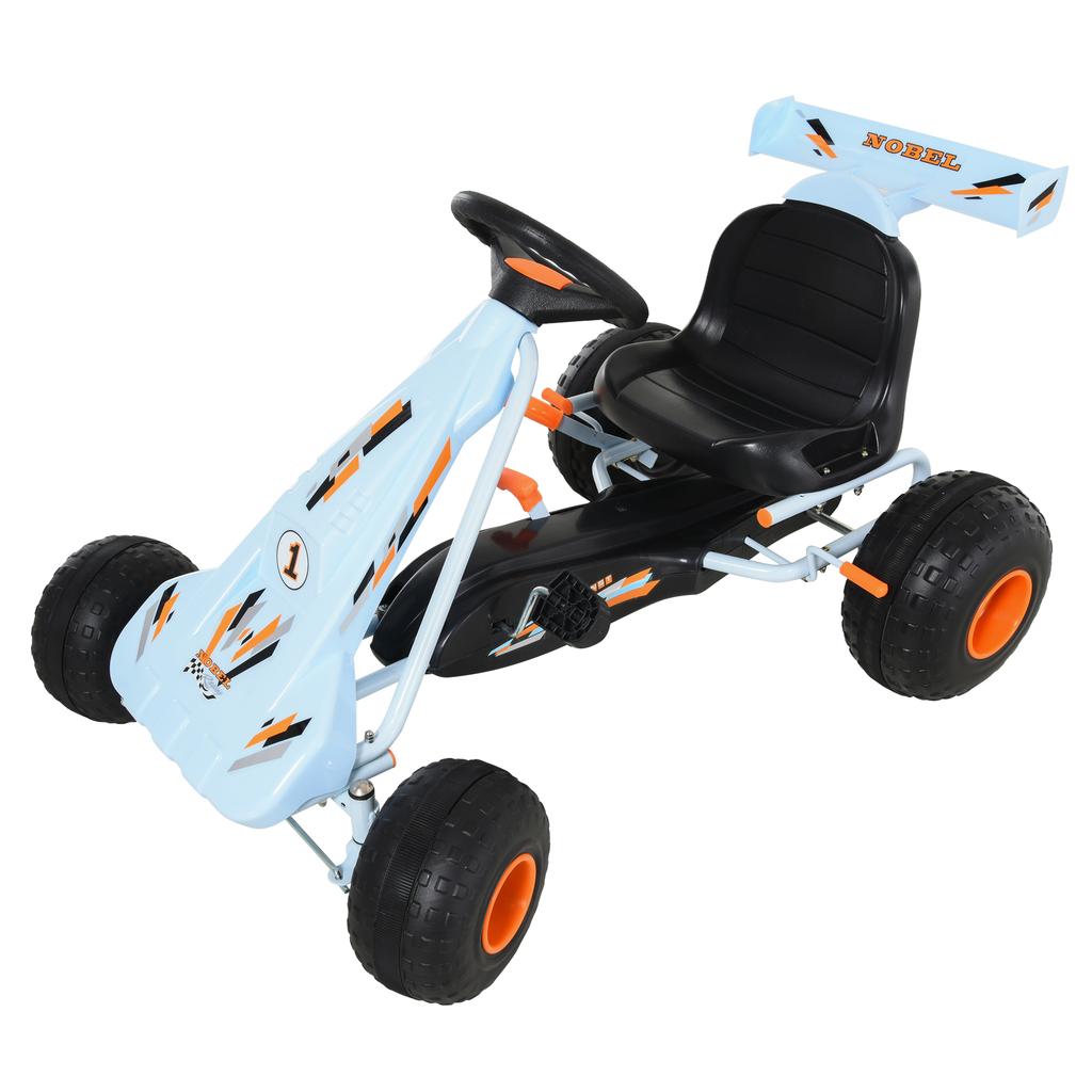 Go-Kart Pedal Car, Light Blue, Adjustable Seat, Handbrake, Forward/Reverse Gears