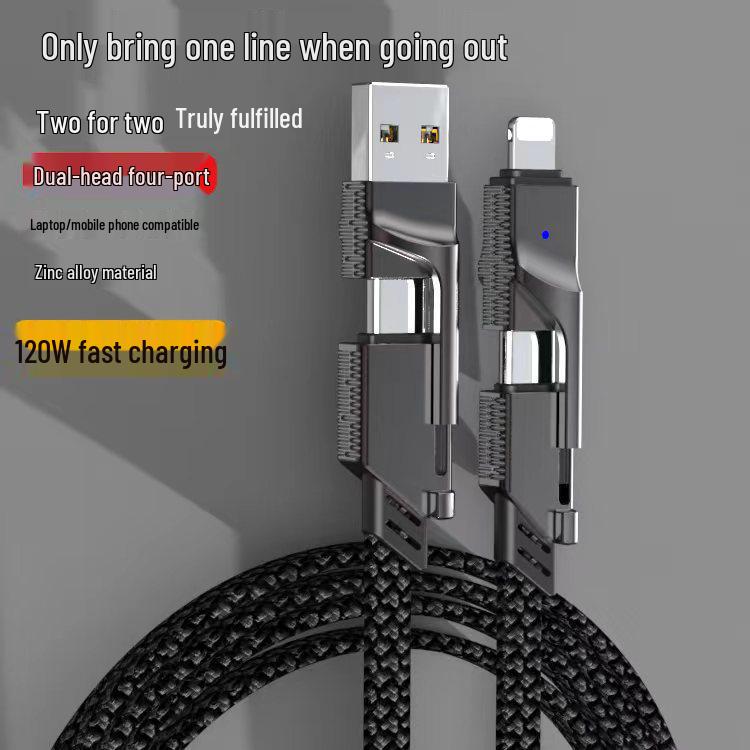Zinc Alloy Braided 4-in-1 Type-C PD Fast Charging USB Cable