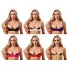 Womens See Through Bra Lingerie Eyelash Lace Trim 1/4 Cup Push Up Underwire Balconette Bralette