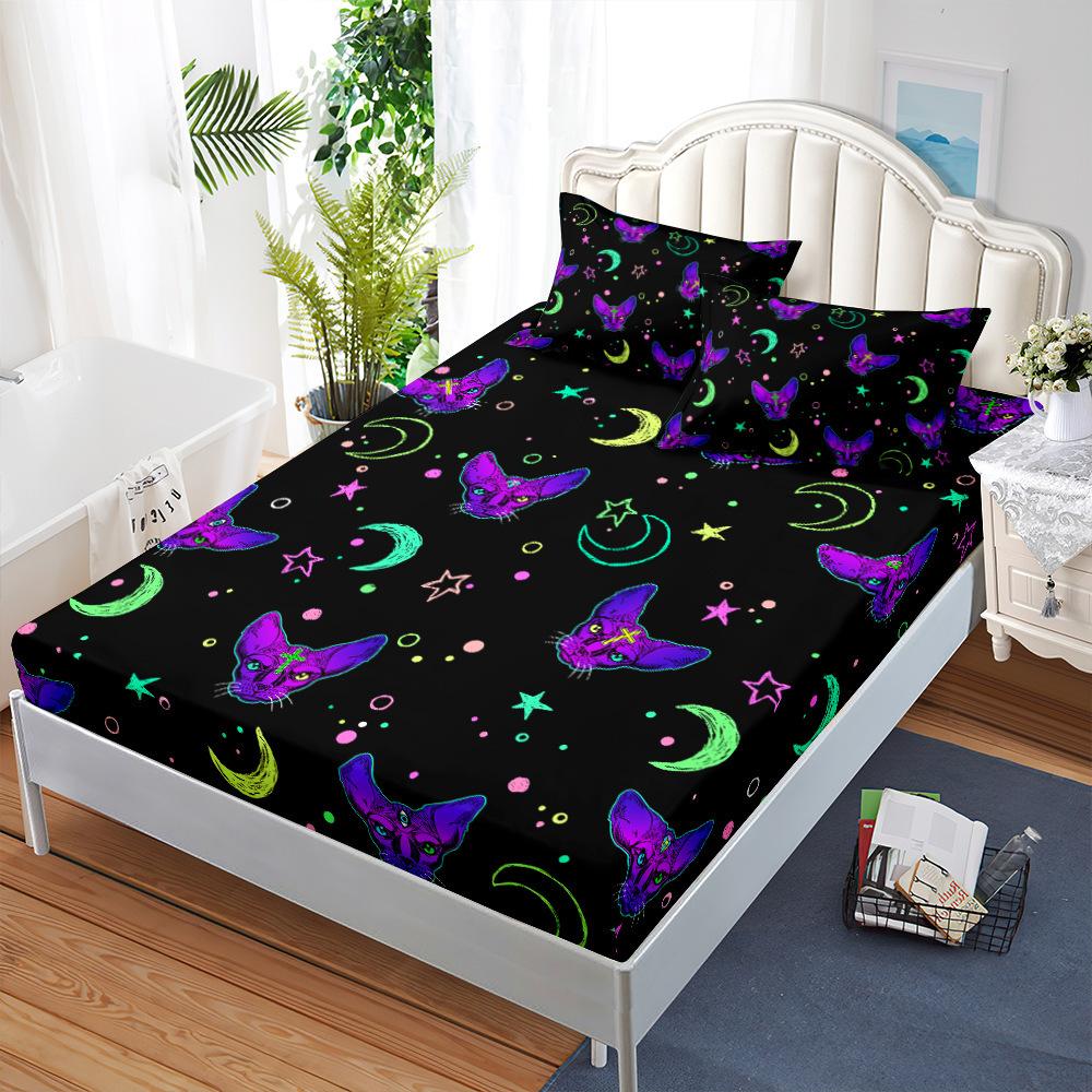 Sun Moon Mattress Protector Bedding Elastic Fitted Sheet For Boy Girl Kids Bed Cover Twin Full Single Double Size Bed Sheet Star