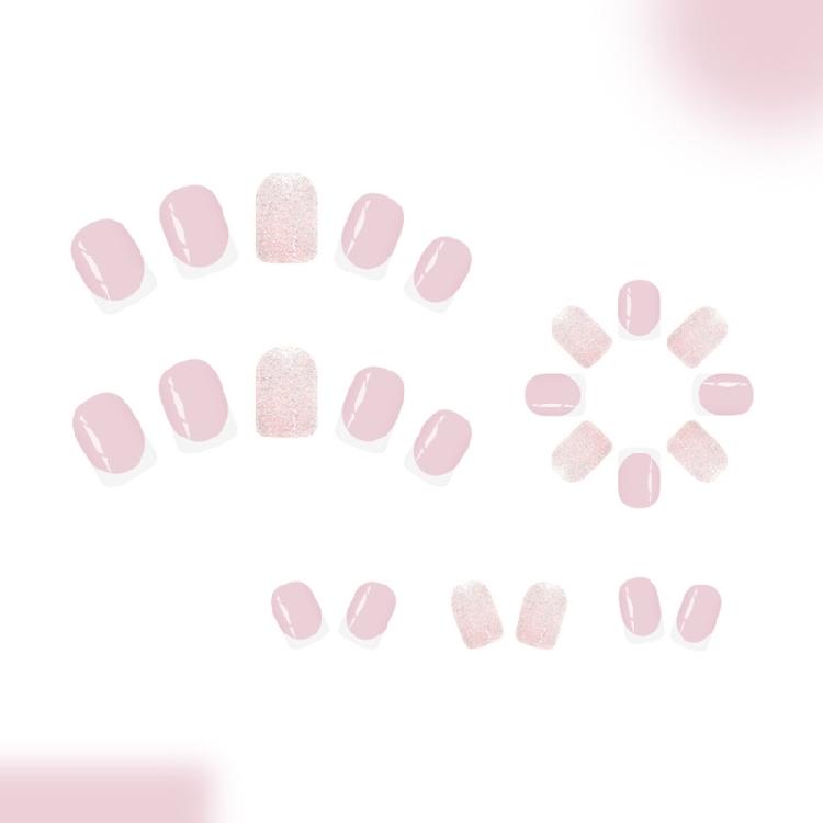 24 Pezzi Unghie Finte Quadrate French con Glitter Corti Bianche Scintillanti Press On Nail Materiale ABS Per Matrimonio Festa Uso Quotidiano