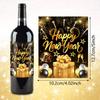Happy New Year Wine Bottle Label Sticker 2026 Happy New Year Self-Adhesive Party Decoration Black Gold Beer Bottle Label Sticker