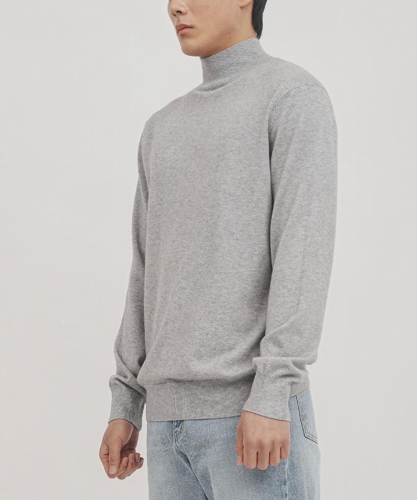 GOLDPERCENT Viscose Soft Cozy Mock Turtleneck Basic Knit (Gray, Men)