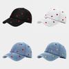 Love Heart Embroidered Denim Baseball Cap With Sun Protection For Casual Outdoor Wear