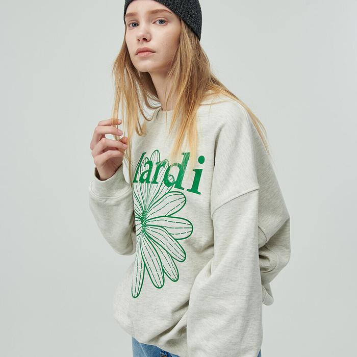 [Mardi Mercredi] Sweatshirt Flowermardi_oatmeal Green