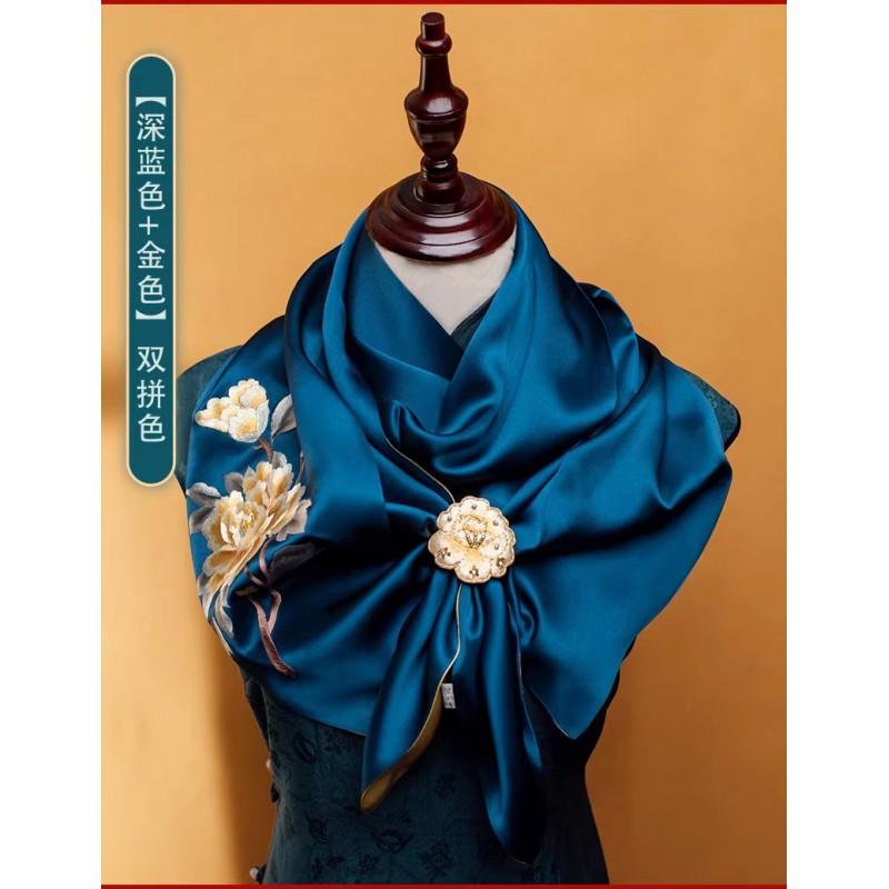 Suzhou Hand Embroidery Silk Scarf Set Double-sided Mulberry With Buckle New Chinese Style All Season