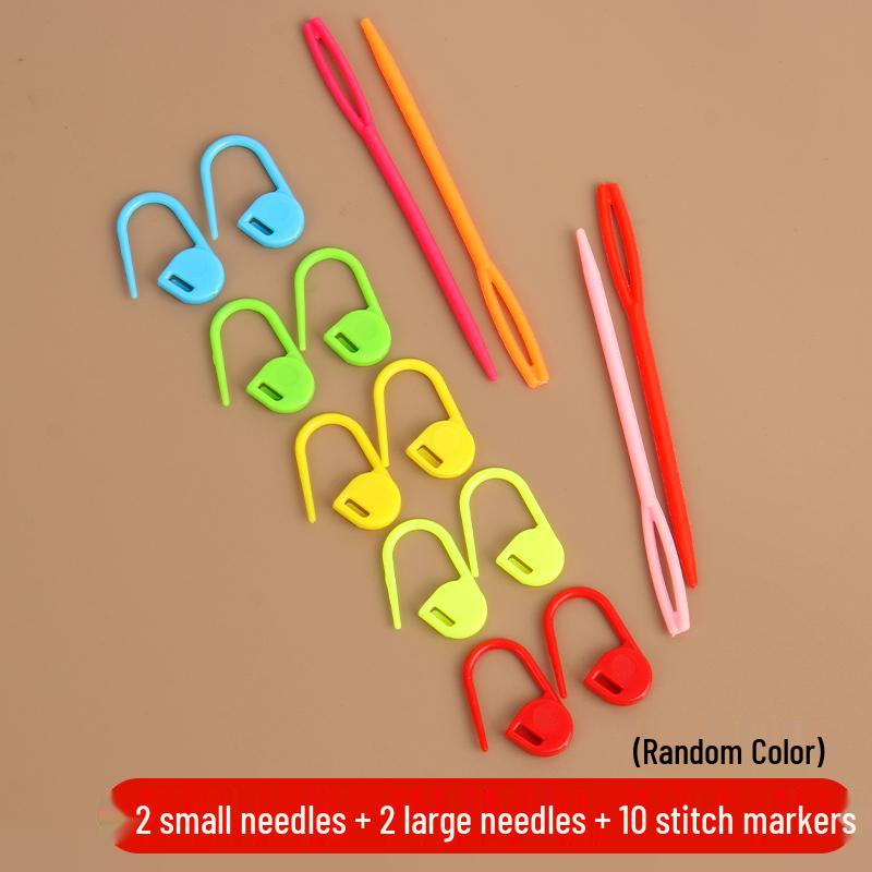 Colorful Hand-Woven Crochet Accessories: Plastic Stitch Markers, Darning Needles, Crochet Hooks, Safety Pins, Anti-Unraveling Pins.