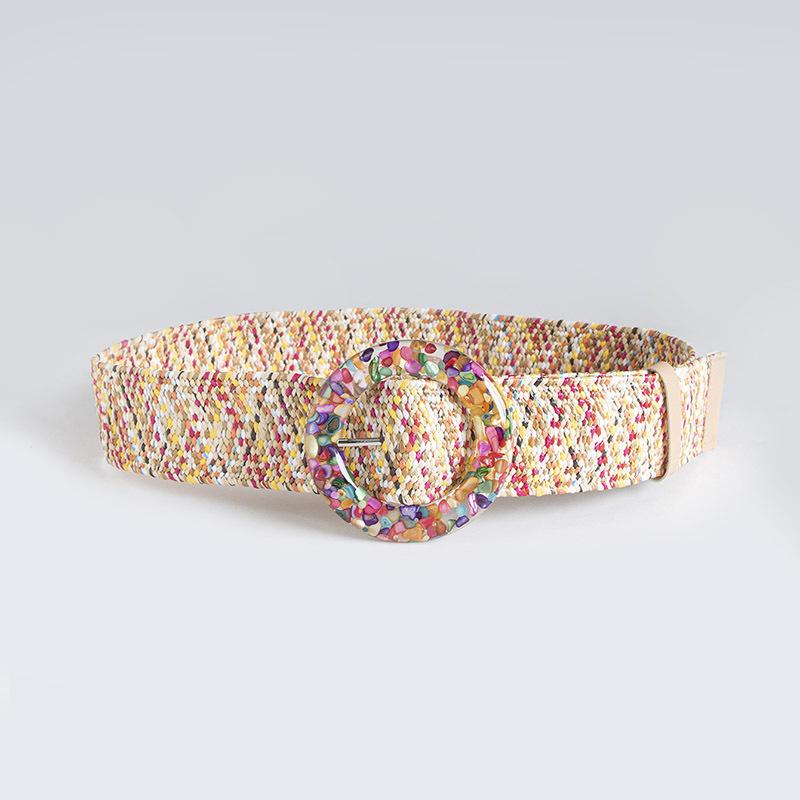 Boho Belt Women's Braided Non-supported Pp Grass Belt Natural Vacation Wide Women's Belt