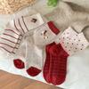 Red Wool Socks Fashion Red New Year Socks Christmas Socks Bow Socks