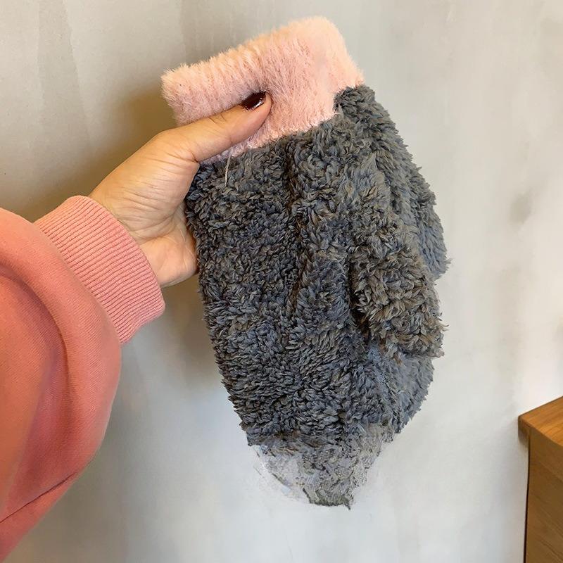 

Зимние перчатки для женщин Корейская версия Однотонные Утепленные и бархатные Имитация норкового меха Велосипедные Студенческие Теплые варежки One size