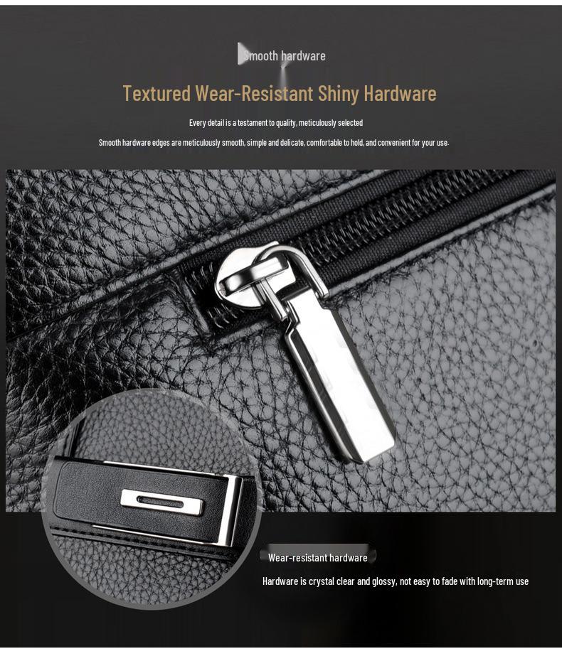 Men's Genuine Leather Cowhide Laptop Crossbody Bag - Business Travel Trend