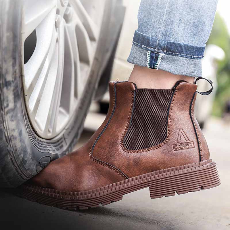 Oulylan Non Skid Safety Shoes Men Steel Toe Work Boots Indestructible Protective Footwear Anti-smash Waterproof Labor Boot