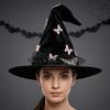 Mesh Halloween Witch Hat Black Halloween Black Cap Foldable Butterfly Wizard Cap  Masquerade