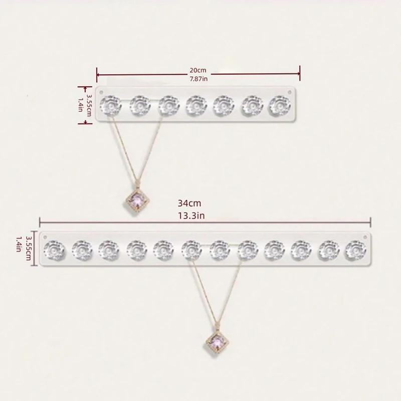 1/2pc 7/12Hooks Transparent Acrylic Storage Rack Wall Display Shelf Mount Necklace Earrings Scarf Organizer Bathroom Accessories