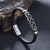 New Leather Bracelet Retro Plaid Stainless Steel Men's Woven Hip-hop Bracelet
