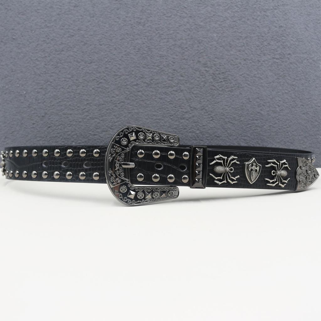 Crocodile Pattern American Western Rivet Spider Street Rivet Belt Punk Men's Belt Women