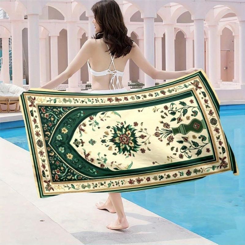

1pc Large Lightweight Quick-Dry Breathable Luxury Microfiber Turkish Floral Beach Scarf - Sand-Free Absorbent Portable Travel W30*H60(CM)