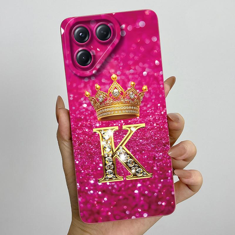 For Tecno Pova 7 Neo Phone Case Crown Initial Letters Liquid Silicone Dustproof Full Protection For Tecno Pova 7Neo Funda Coques