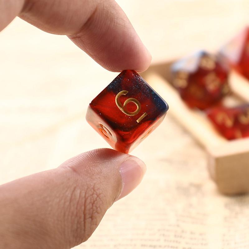 Star Shine Glitter Sparkles Polyhedral Dice Set D4 D6 D8 D10 D% D12 D20 for TRPG/DND Game 7pcs/set Dice Family Party Board Games